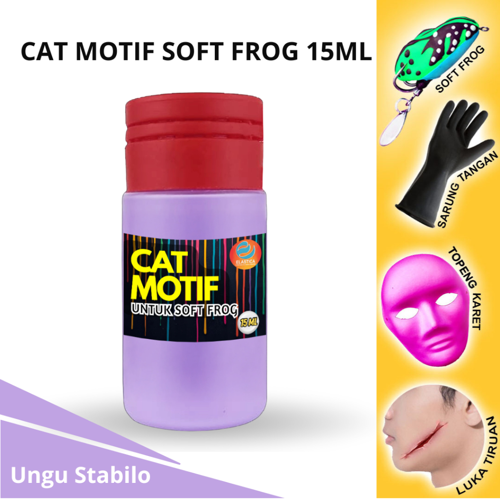 Cat Motif Soft Frog Latex Elastica 15 ml Ungu Stabilo – Untuk Lukis Soft Frog