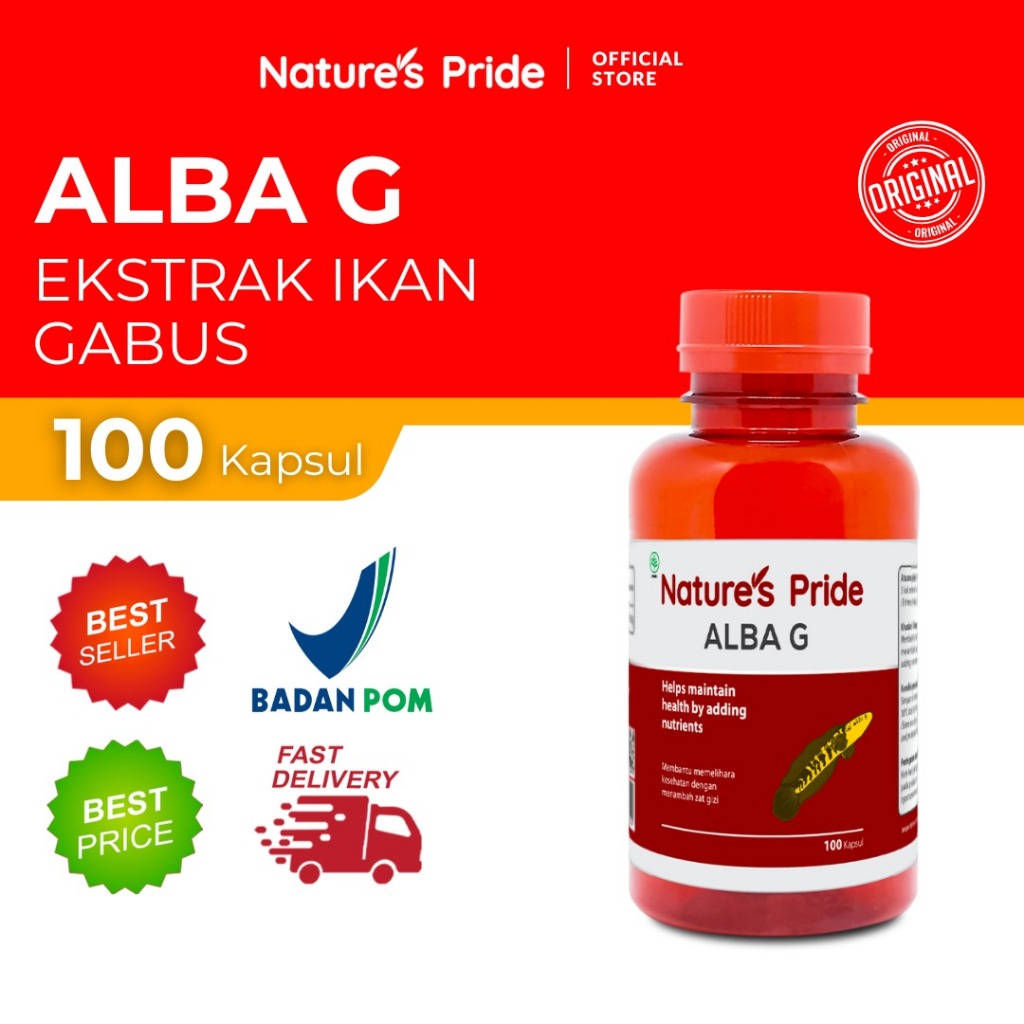 NATURE'S PRIDE ALBA G EKSTRAK IKAN GABUS ALBUMIN ISI 100 KAPSUL