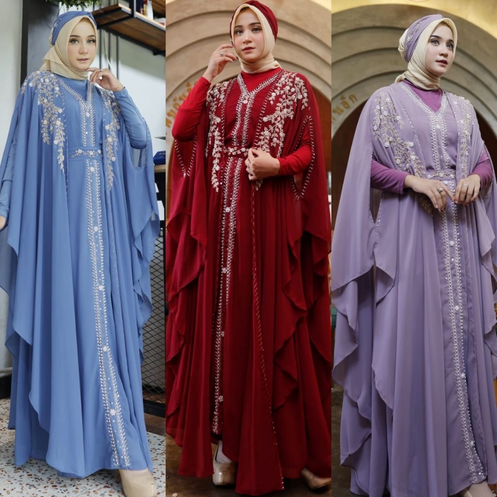 Kaftan abaya ~ kaftan dhina baby ~ free iner gamis ikat pinggang  dan pasminah ~kaftan lebaran 2025 