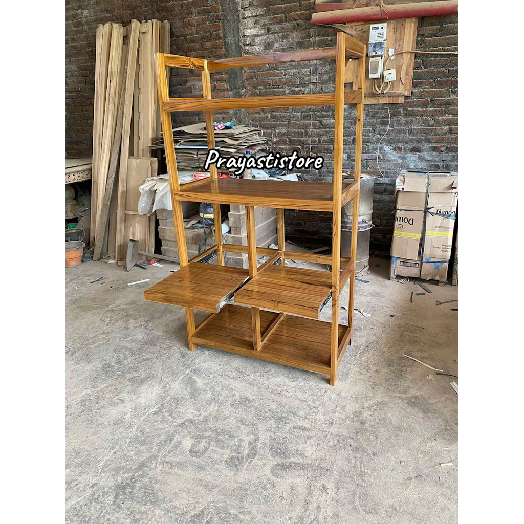 Rak Dapur Minimalis Jati Rak Dapur Serbaguna Kayu Jati