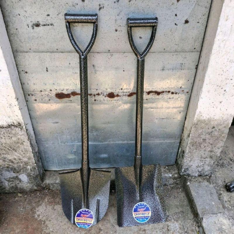 Sekop Tanah Baja Anti Lengket Kuat Lancip Papak || Sekop Baja Full Cap Crocodile Anti Lengket