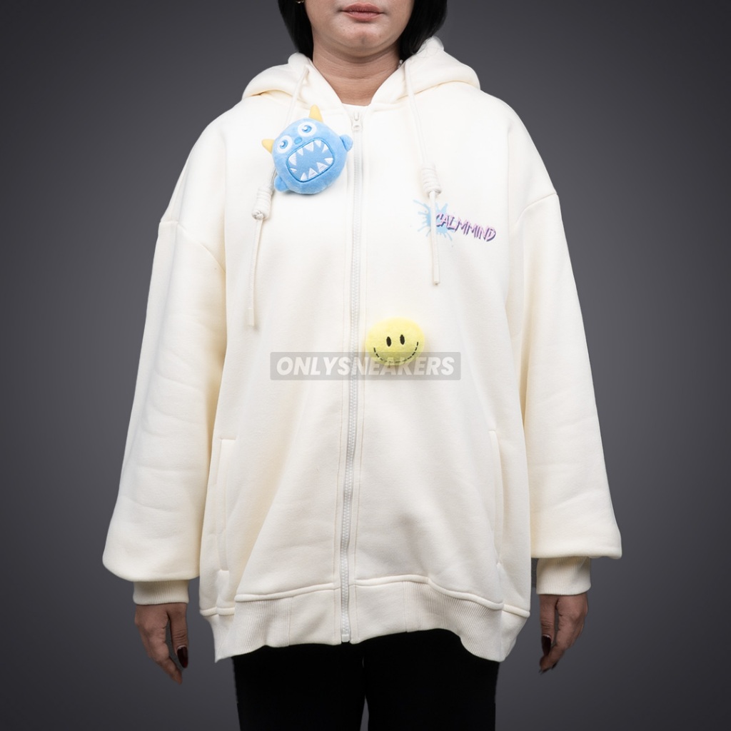 CALMMIND TIC TAC TOE ZIP UP OFF WHITE HOODIE