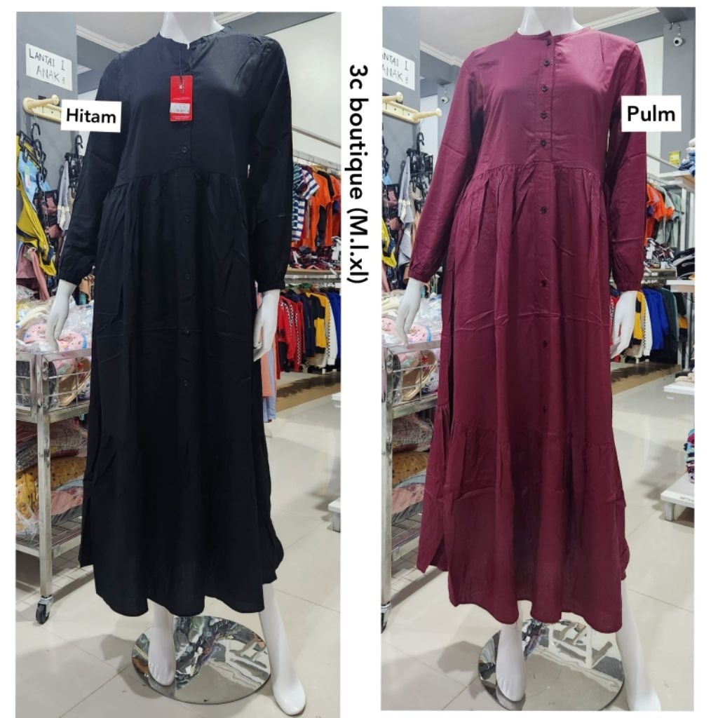 Dress 3C Boutique Warna Baru model Rempel/ Gamis 3C Boutique Warna Baru / Gamis Rayon Murah