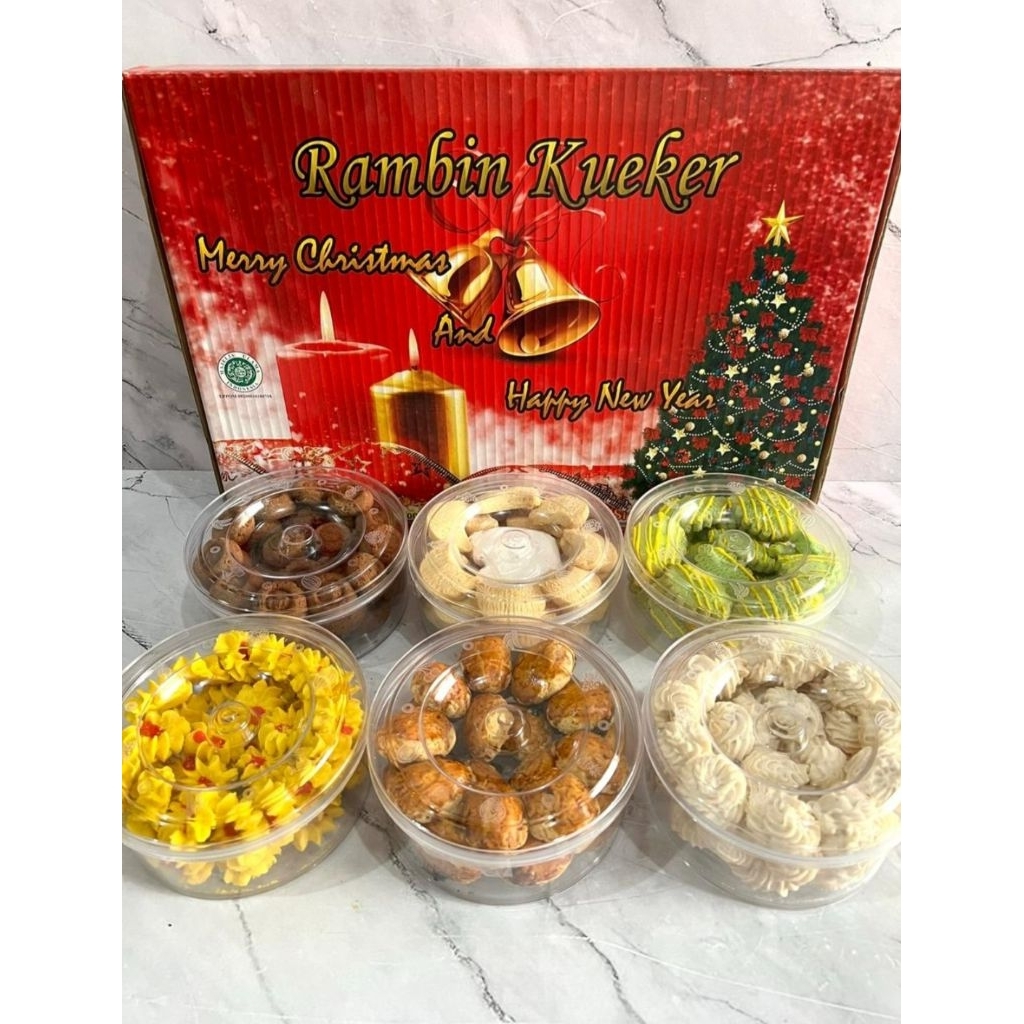Paket Kue Hampers Edisi Natal Isi 6 Toples Hampers Natal Aneka Kue Kering Parsel Tahun Baru