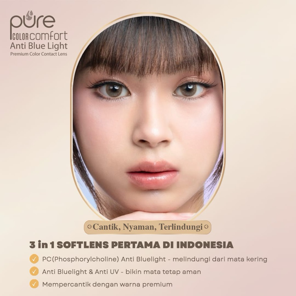 Softlens Warna Pure Comfort Color | Softlens Warna Natural |Minus (-5.25) ~ (-5.75)| Diameter 14.5mm