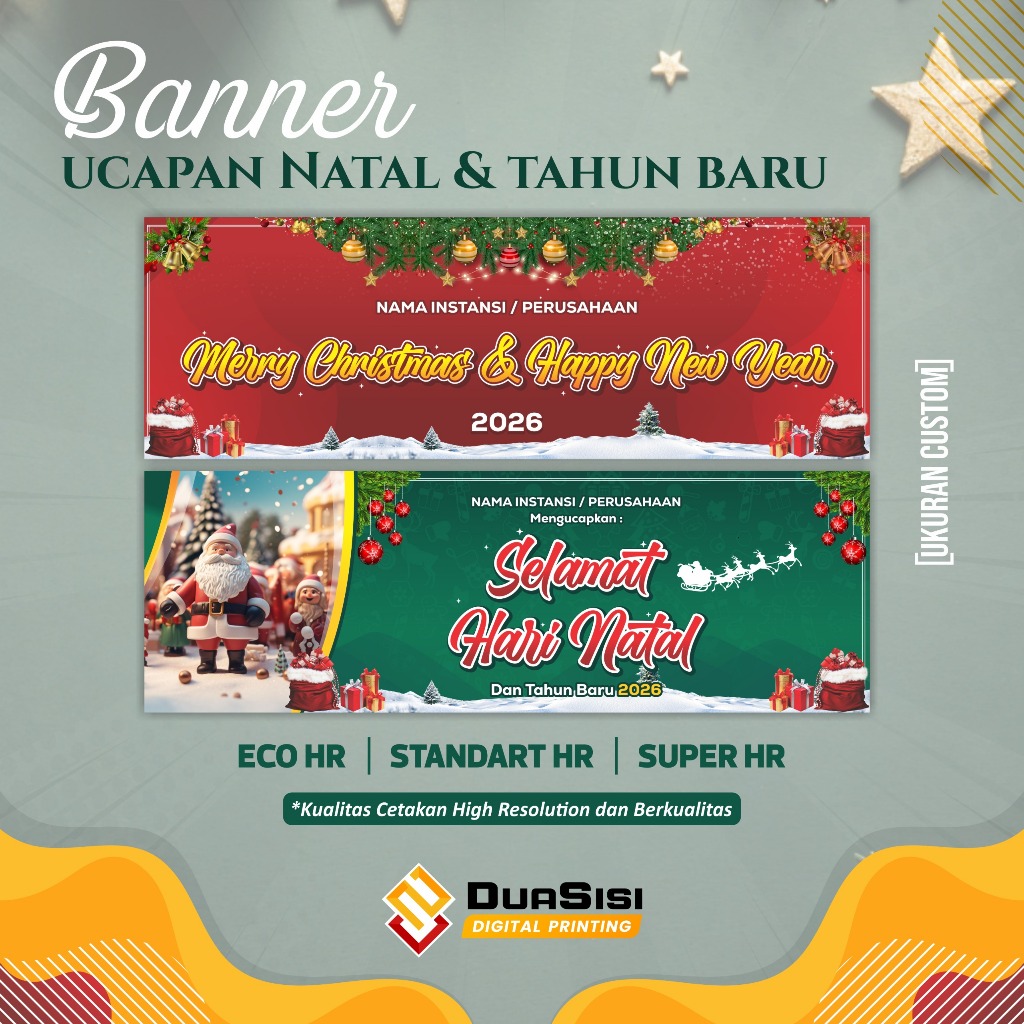 BANNER NATAL DAN TAHUN BARU 2026 | CETAK BANNER KUALITAS SUPER | BANNER TERMURAH