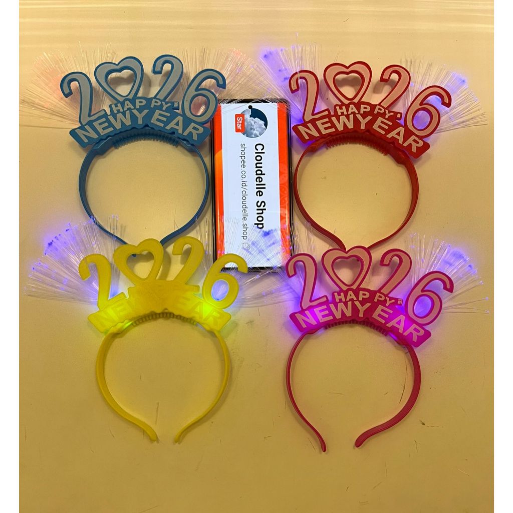 Bando Tahun Baru 2026 Bando Happy New Year 2026 Led Lampu Menyala