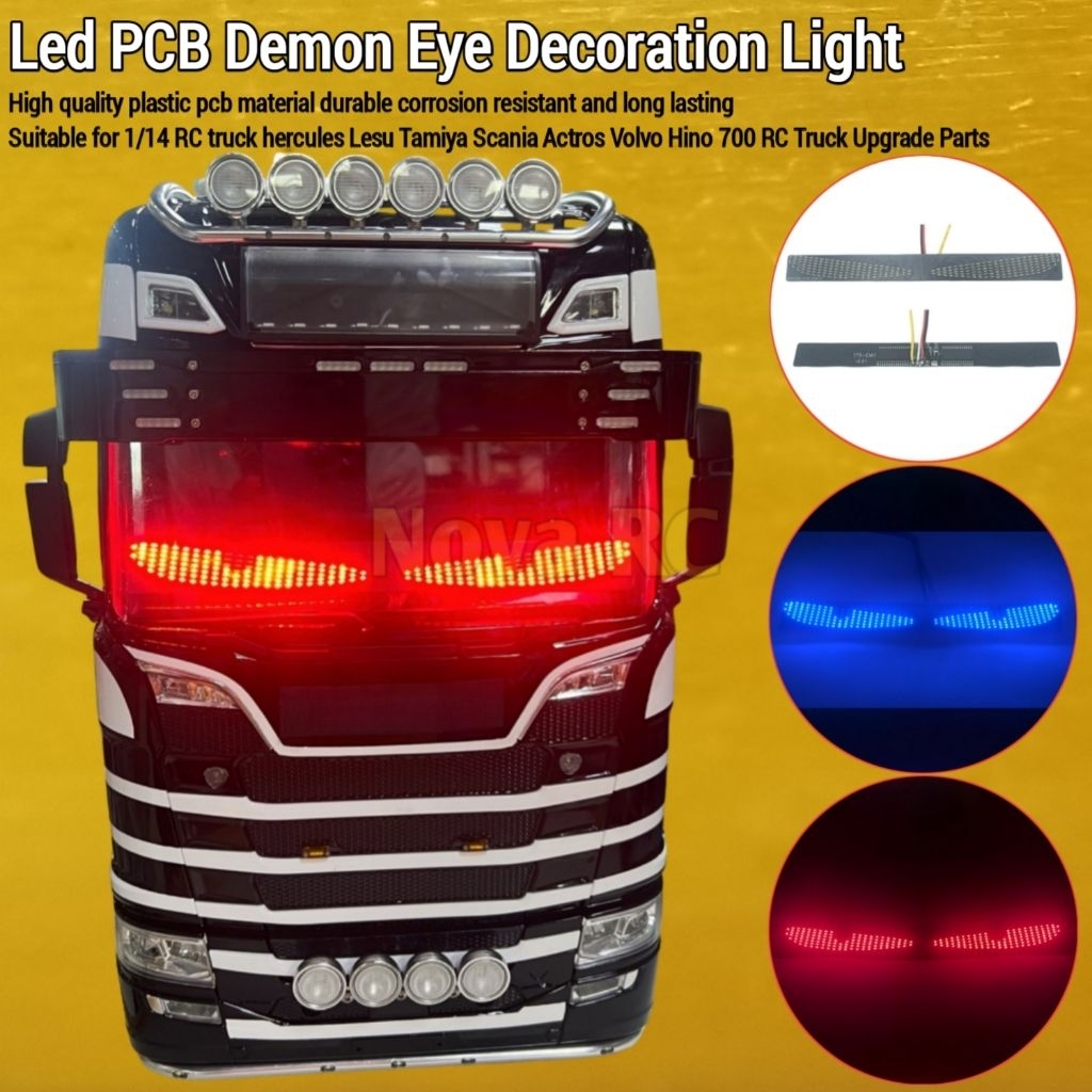 Pcb led demon Eye cocok untuk aksesoris kabin RC truk 1/14 hercules lesu tamiya Scania Volvo Actros 