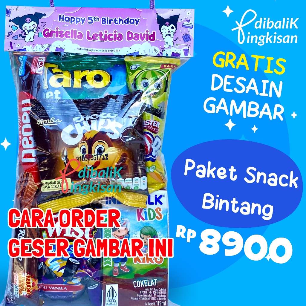 PAKET SNACK ULANG TAHUN ANAK / BINGKISAN / PERNIKAHAN / NATAL / SNACK ULTAH GRATIS LABEL