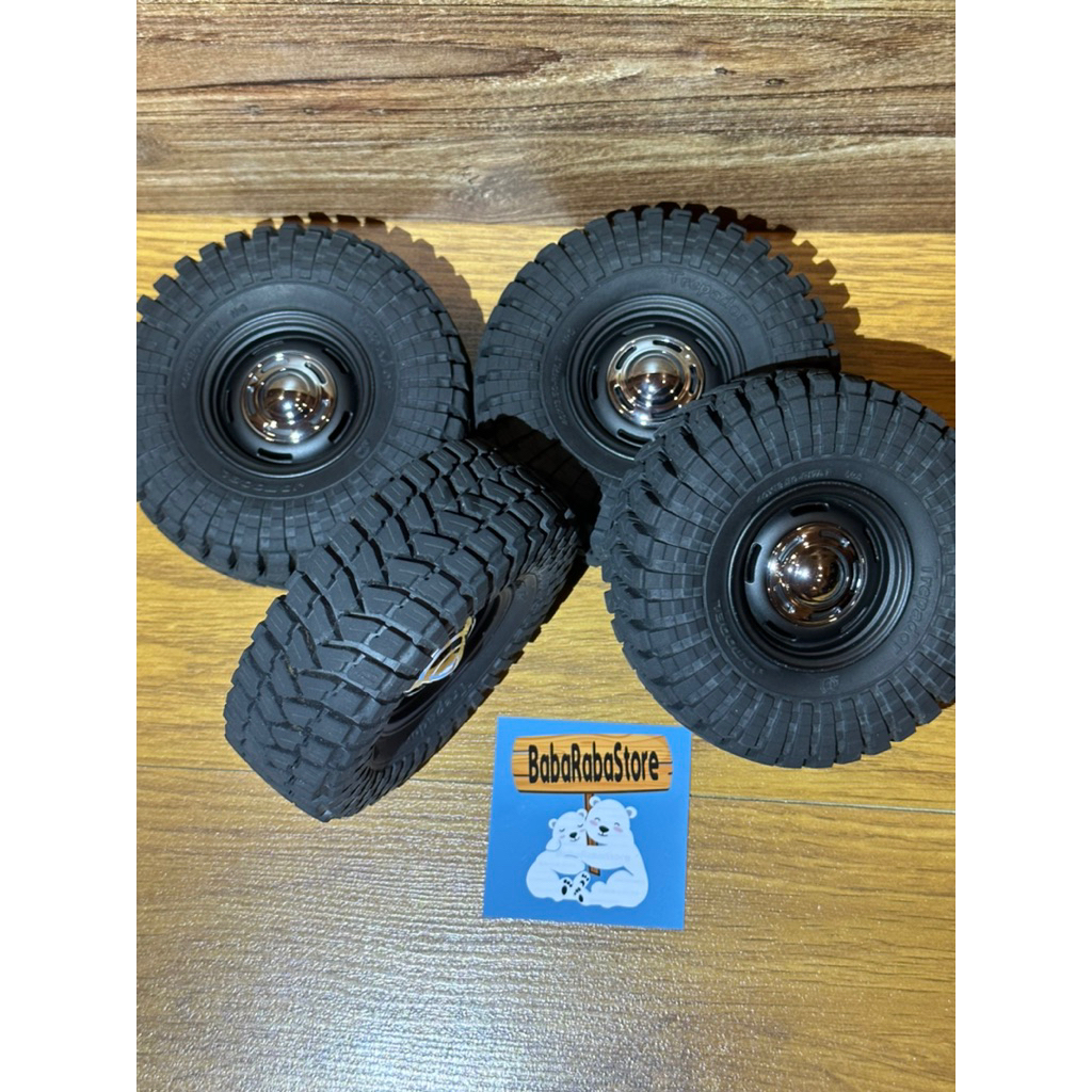 Ban Tire RC Adventure Maxxis Trepador OD 110mm Velg Dean Cross Country Black Chrome 1.9 Beadlock 1/1