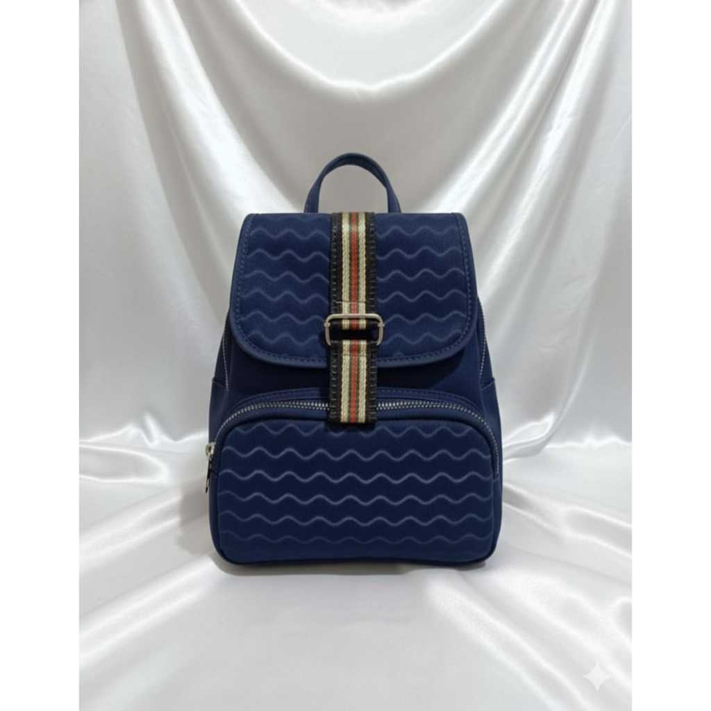 Tas Korea Style Gelombang Minimalis | Ransel Wanita Kecil Imut Fashionable Untuk Segala Suasana