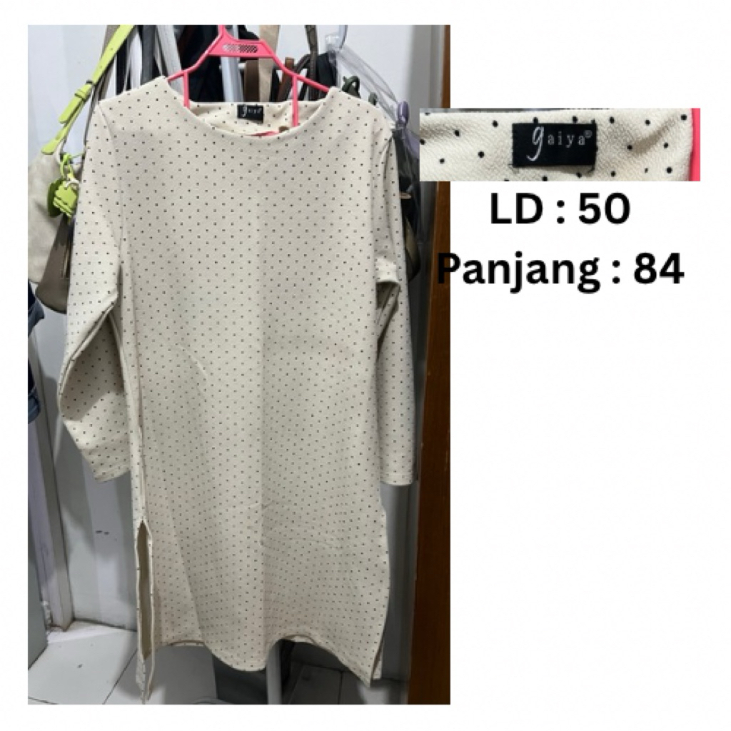 Prevoled  Blouse Polkadot Baju Putih Panjang