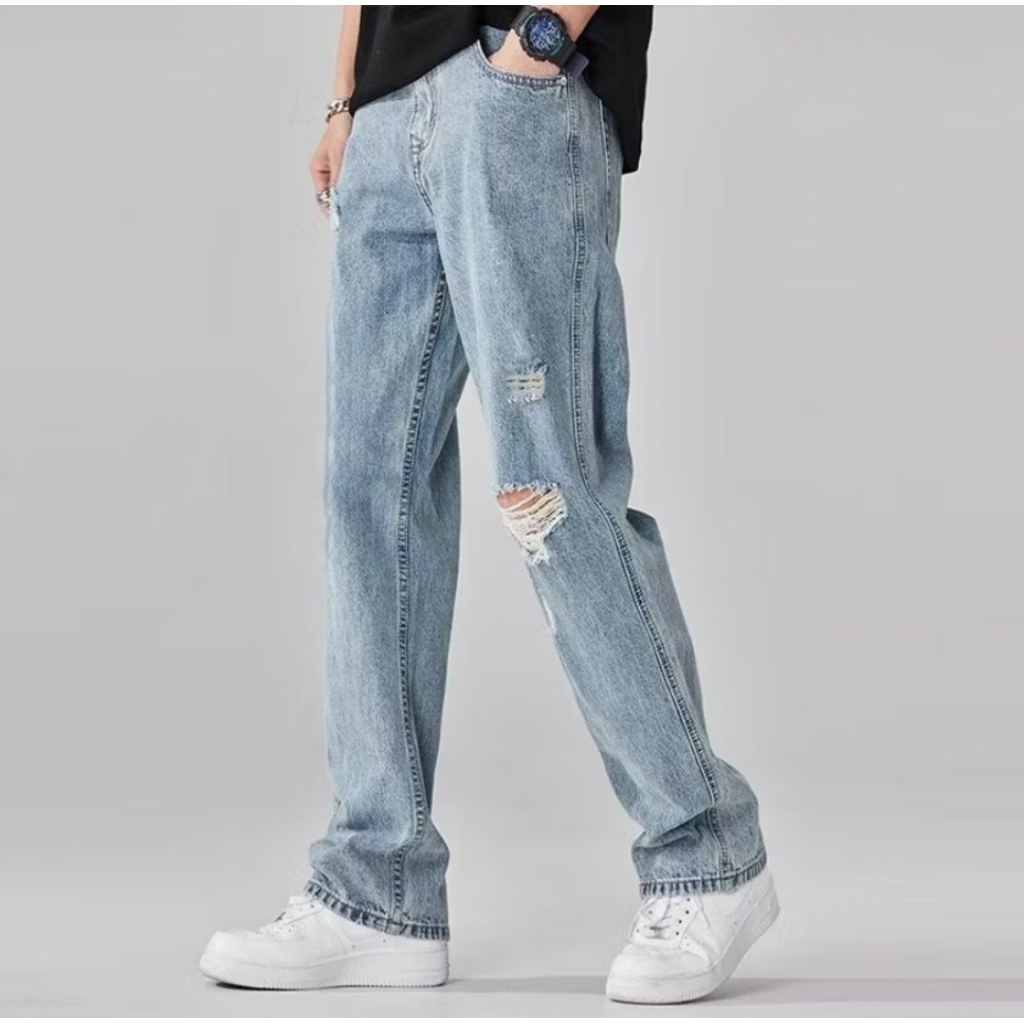 Celana jeans pria sobek baggy pants