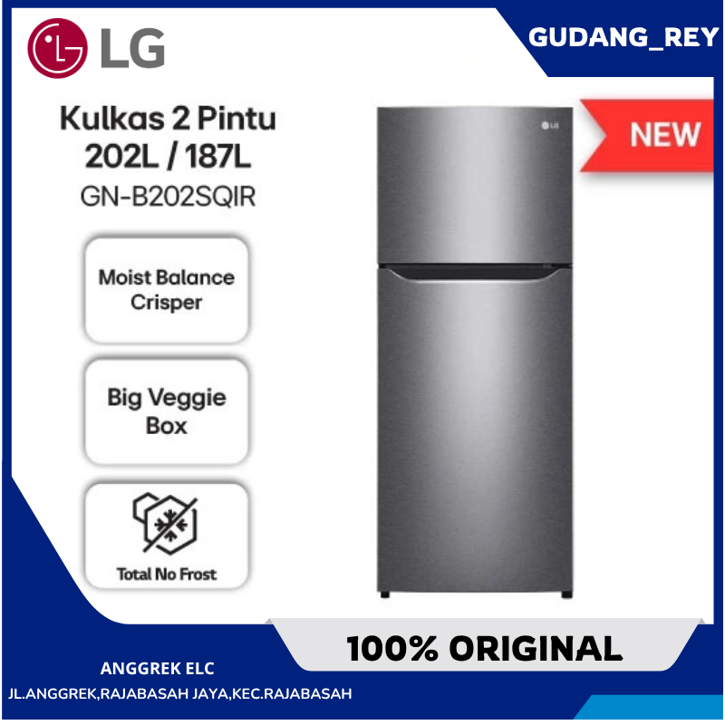 Kulkas 2 pintu low watt LG GNB 202SQIR 202 Liter