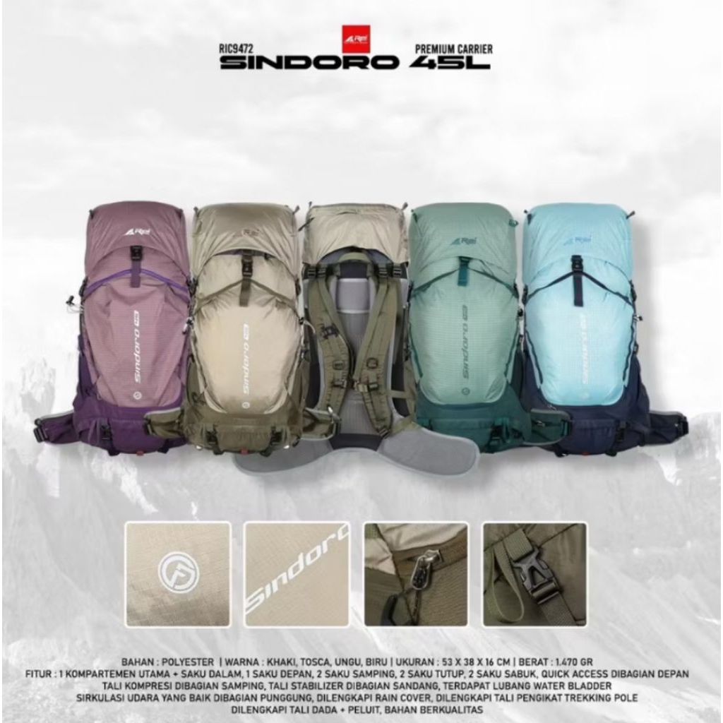 Tas Gunung Carril Premium Sindoro 45L Arei Outdoorgear