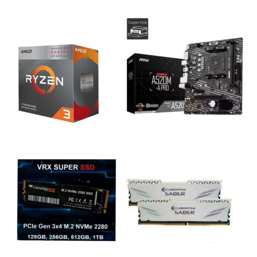 Paket Processor Gaming AMD RYZEN 3 3200G Box RAM DDR4 16GB