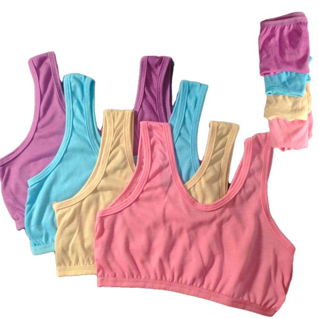 GROSIR 6 PCS MINISET ANAK MOTIF POLOS REMAJA SD/SMP Bra Miniset Remaja// Miniset Anak Perempuan Sd//