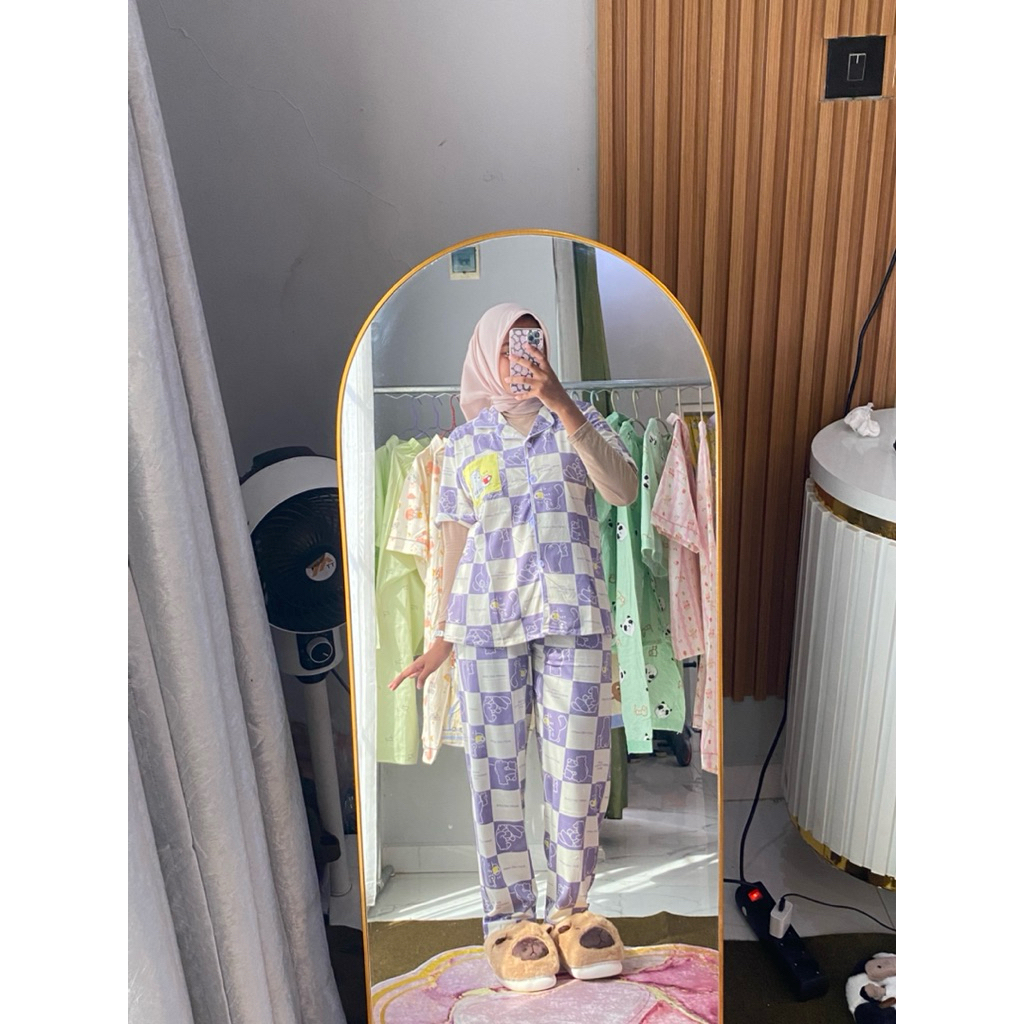 PIYAMA / Baju Tidur Kotak Kotak Lengan Pendek