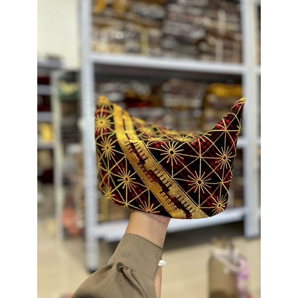 Peci kopiah songkok topi tapis lampung perahu bordir motif bintang lidi