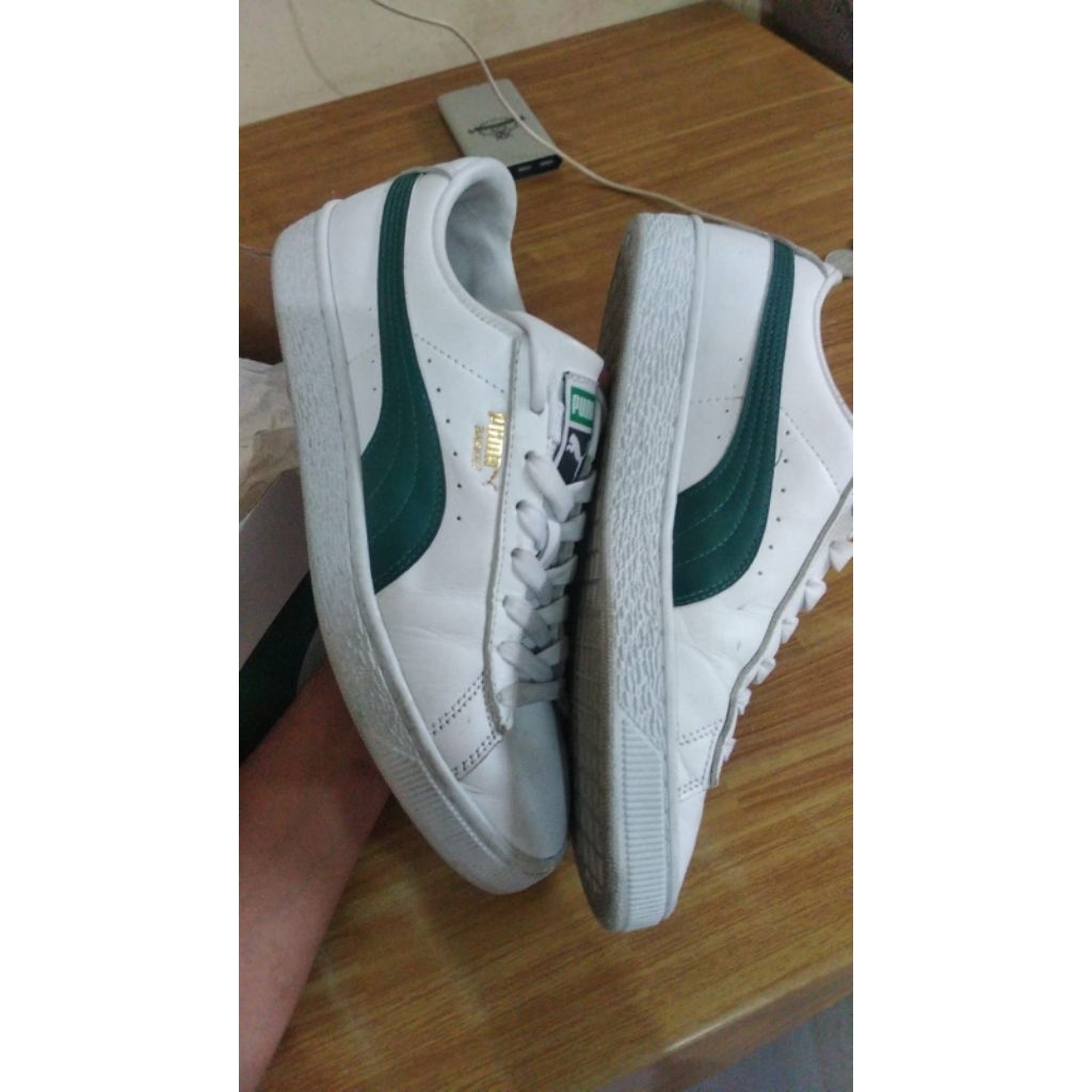 sepatu sneakers puma basket classic XXl green/white second