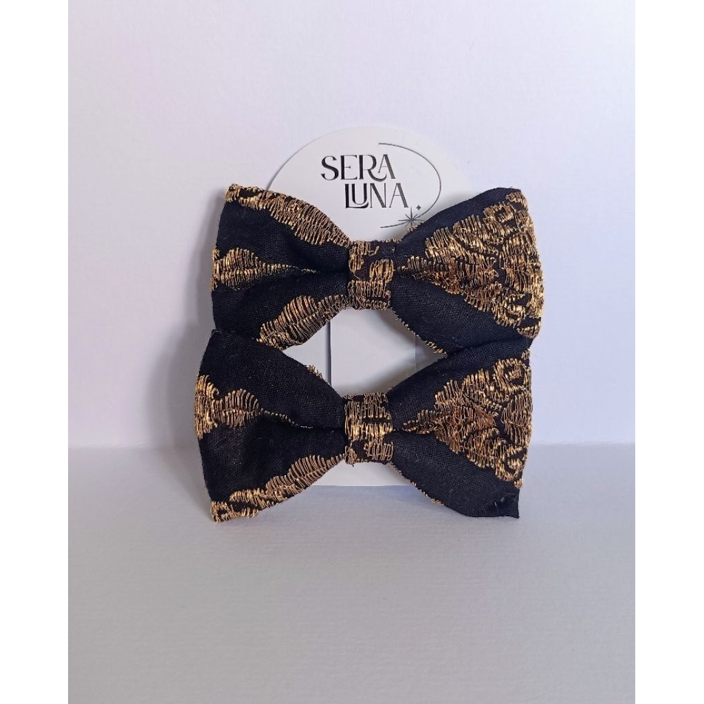 SeraLuna Simple - Jepit Accessories Rambut Etnik dari Kain Songket Bordir premium bentuk pita untuk 