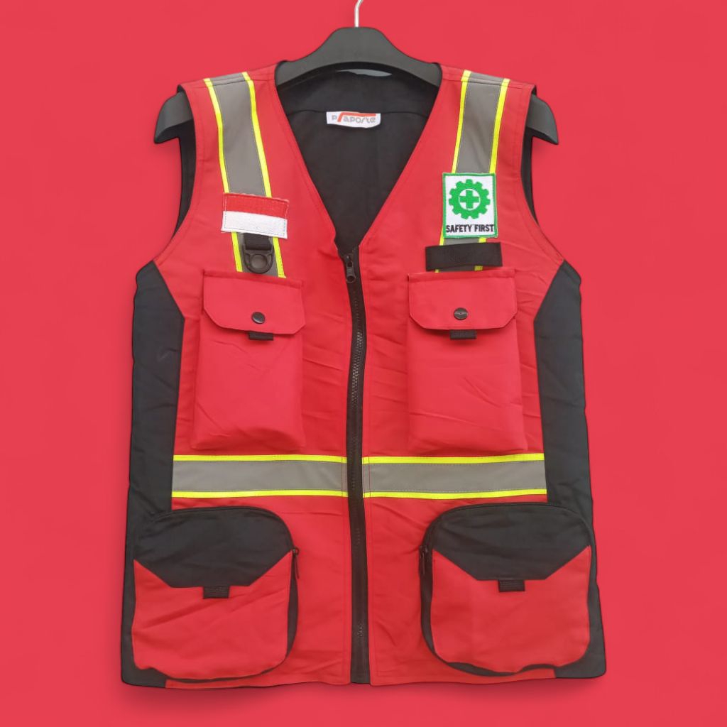 ROMPI VEST SAFETY MERAH HITAM