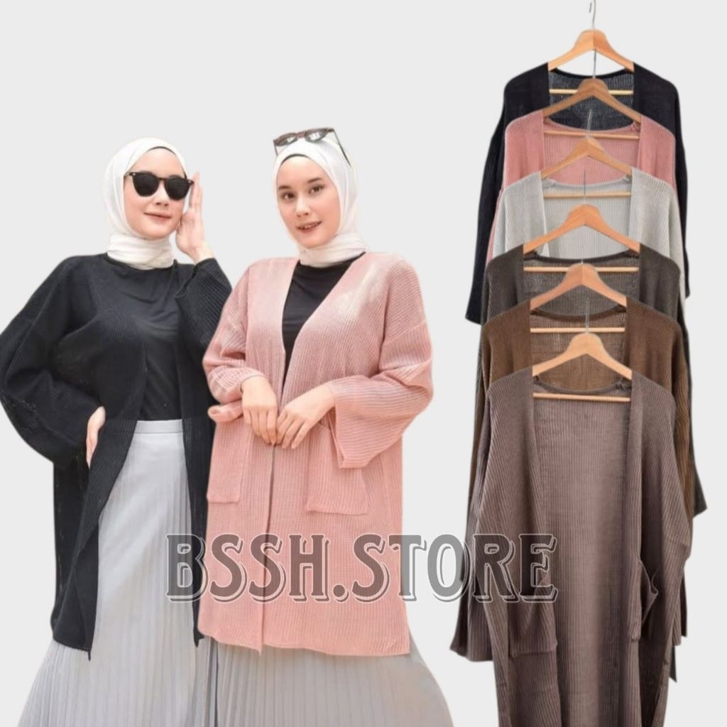 BSSH | Cardigan Rajut Long Polos Oversize Wanita