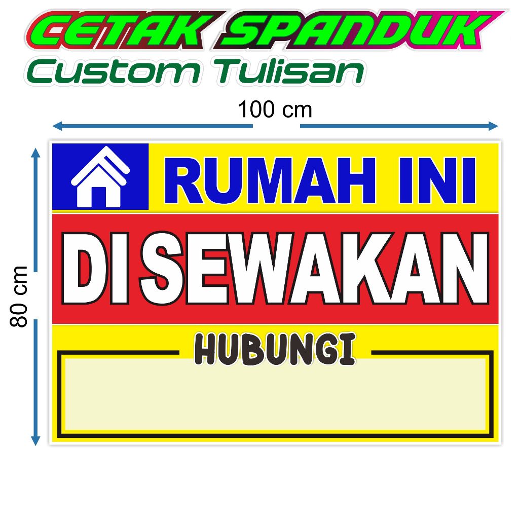 Banner/  Spanduk Rumah di Jual/ Rumah di Sewakan/ Rumah di Kontrakkan/Over Sewa, Bisa COD