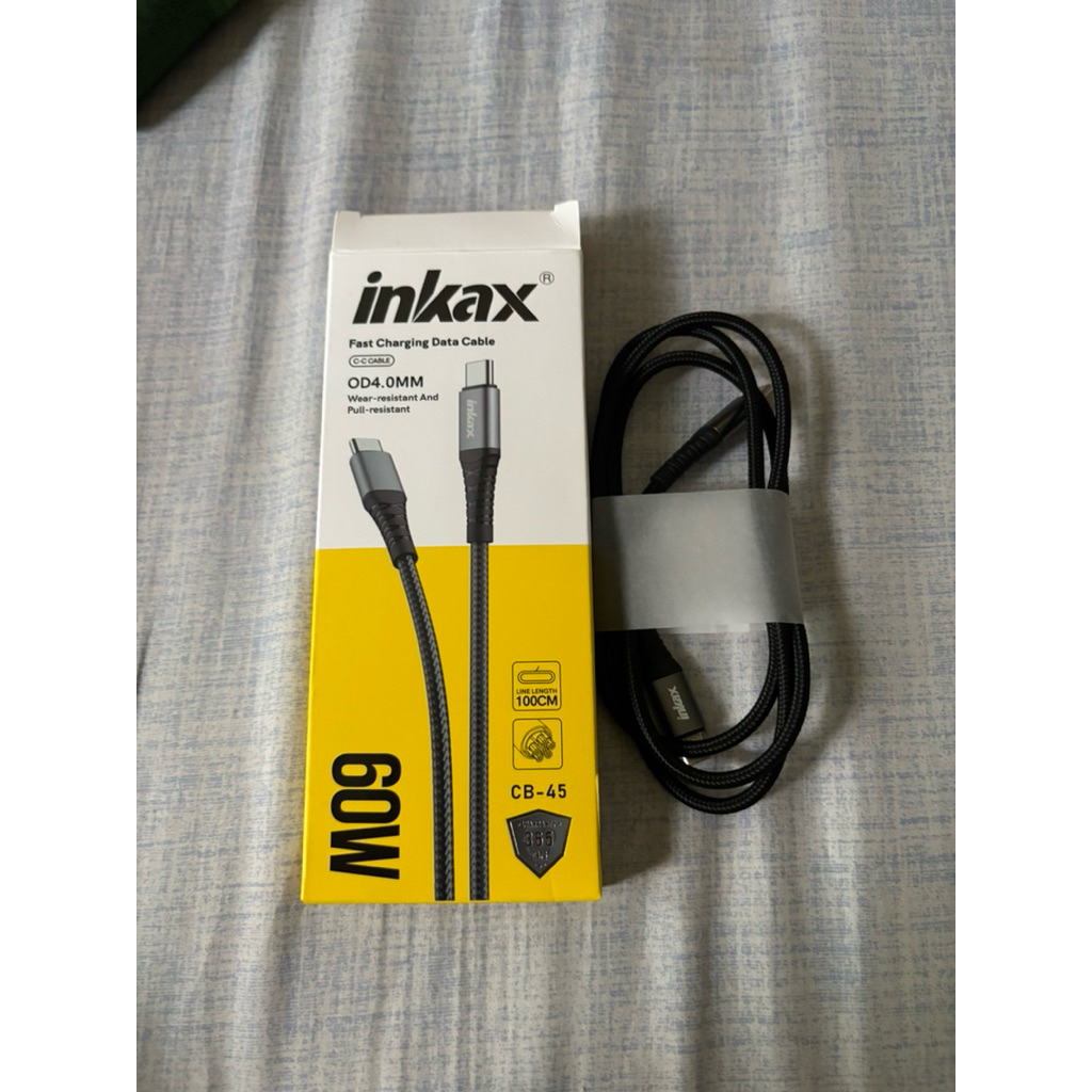 Inkax CB-45 60 W Type C to C Fast Charging Data Cable Rubber 1 M