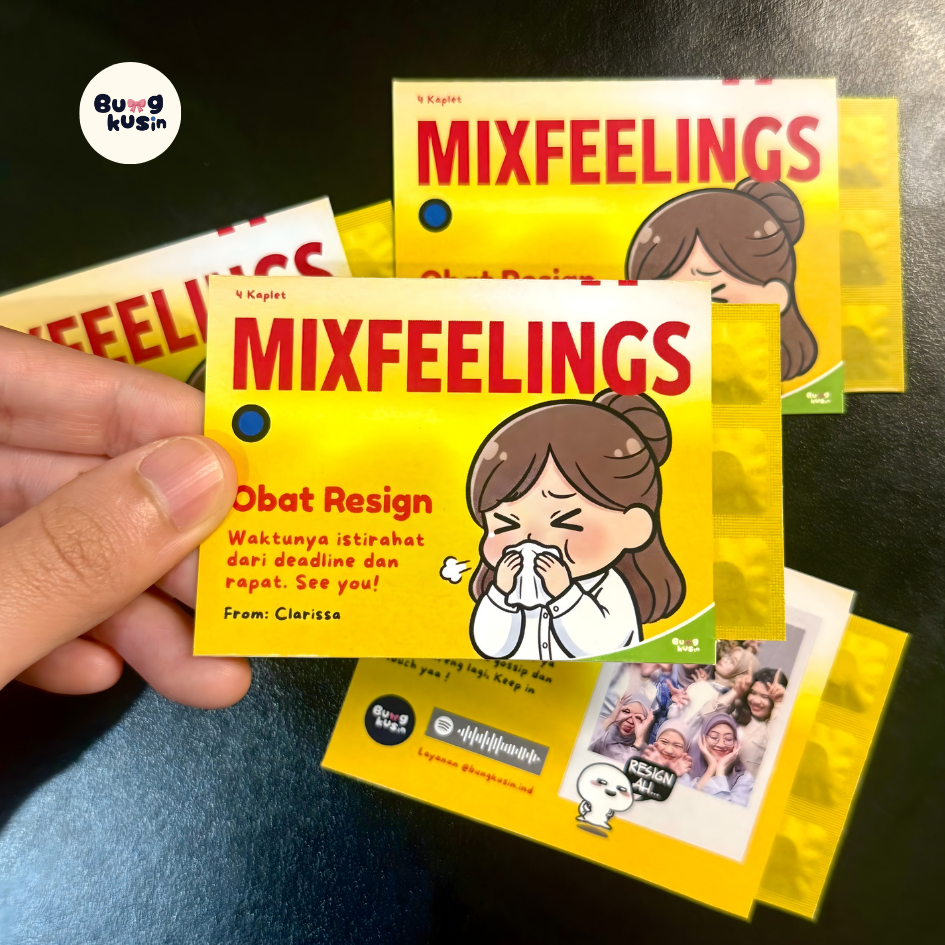 Kartu Ucapan Resign (Mixagrip Edition)  Custom Foto Nama – Hadiah Perpisahan Teman Kerja Resign