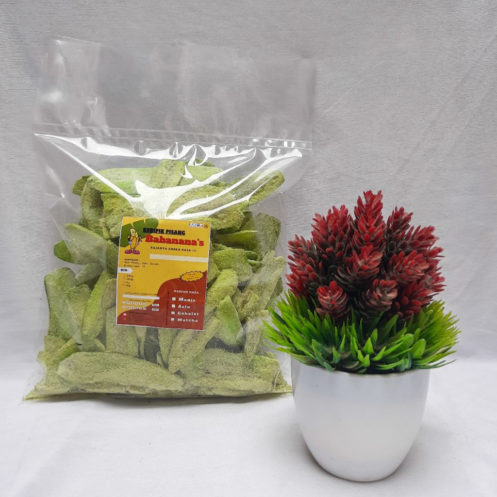 Keripik Pisang Kepok Matcha Khas Lampung 500gr