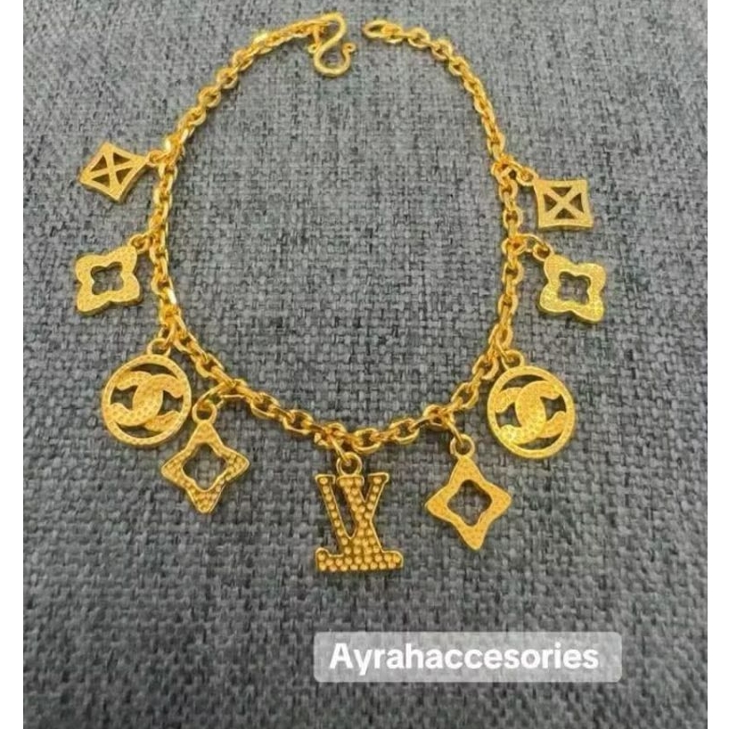 ayrahaccesories gelang rantai Chanel lapisan emas 24k