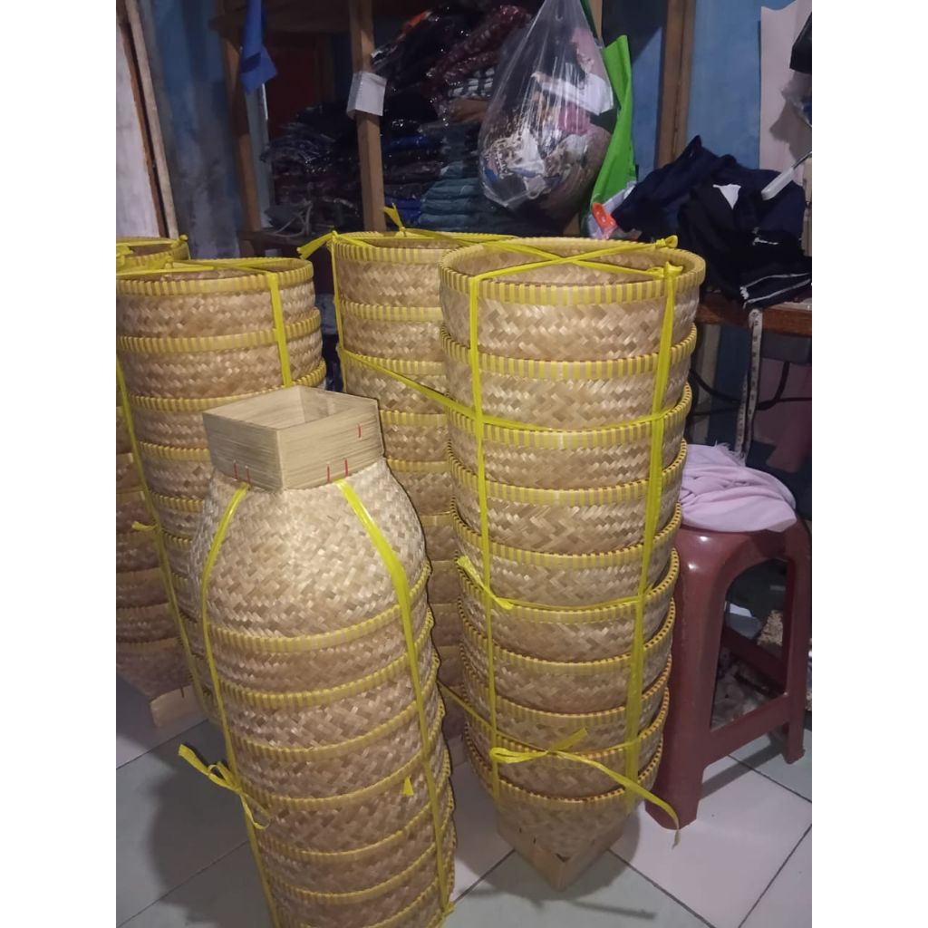 Bakul nasi tradisional anyaman bambu ceting hate dan ceting tutup
