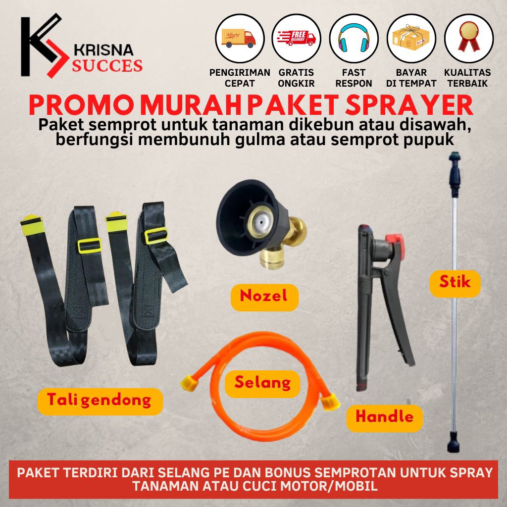 PAKET KOMPLIT Tali gendongan/sabuk/belt +Stik+Handle+Selang+Sprayer corong plastik Elektrik Stik Spr