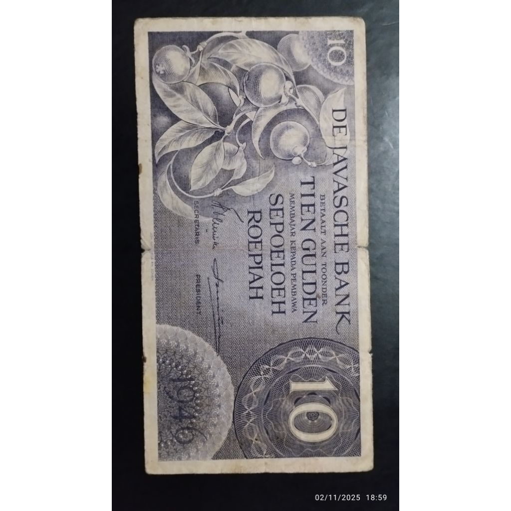 UANG KUNO 10 RUPIAH GULDEN FEDERAL TAHUN 1946
