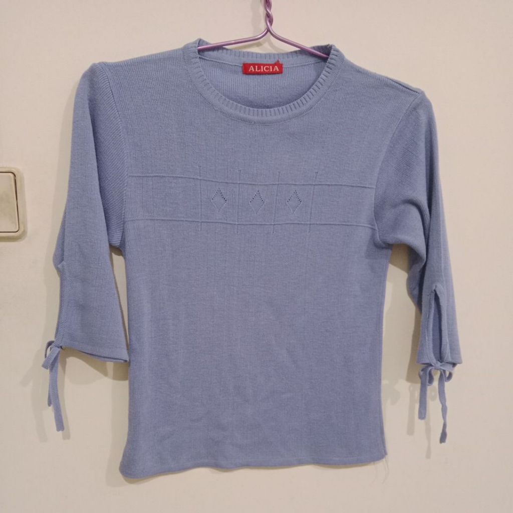 kaos Rib alicia wanita biru laut