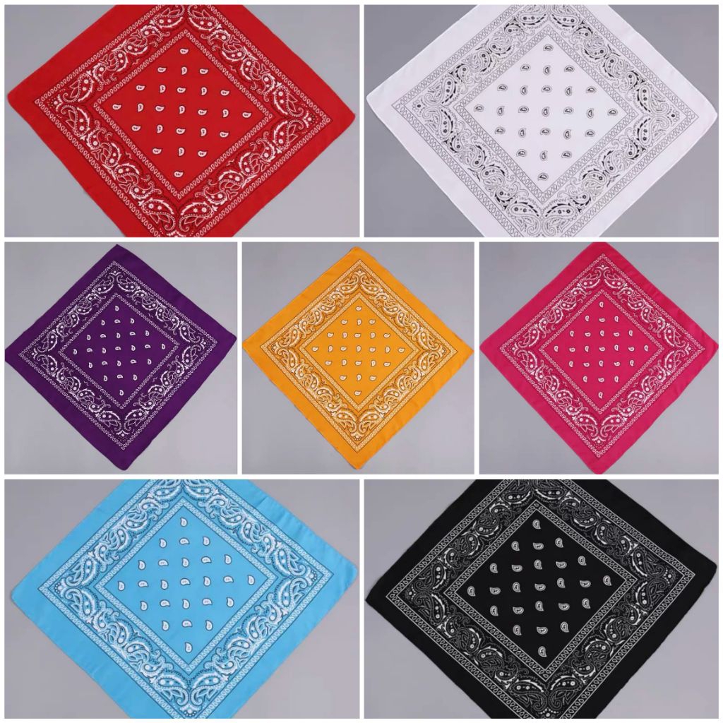 Masker Bandana Slayer Cotton Hip-Hop Square Headbands Sapu tangan Motor kain Aksesoris Wanita Pria