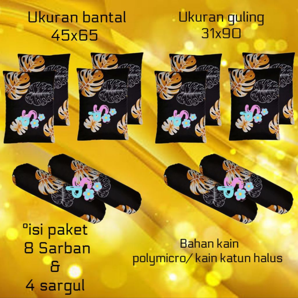 GROSIR PAKET 1 LUSIN Sarung Bantal 8 Sarung Guling 4 Motif Bunga Terbaru Bahan Katun Polymicro Halus