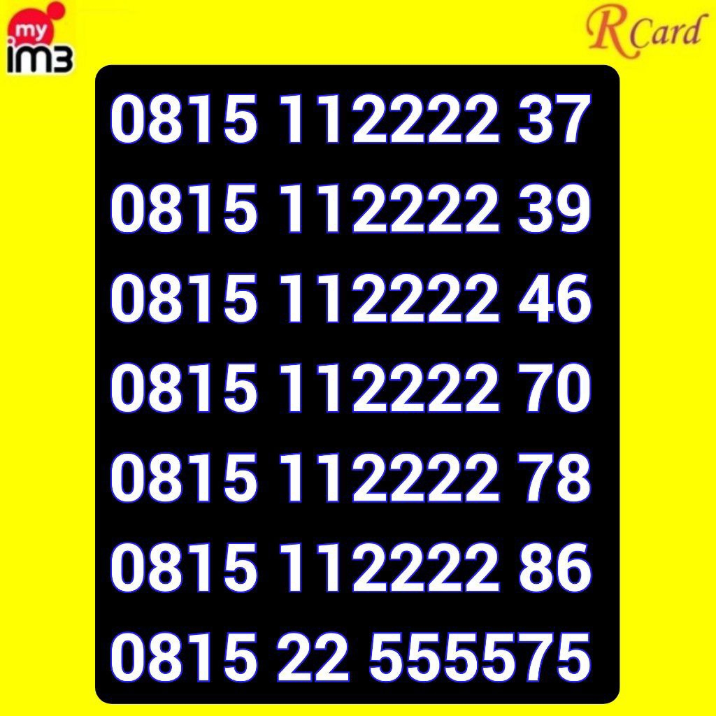 Perdana Nomor Cantik Indosat im3 Dobel Tripel Urut Kwartet 111444 111 444 08 63 11 2222 112222 86 78