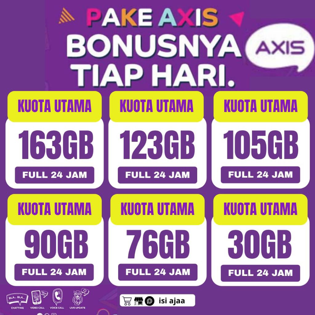 PAKET DATA  SUPER BIG AXIS & XL FULL 24 JAM NASIONAL, Super Promo Termurah di Shopee