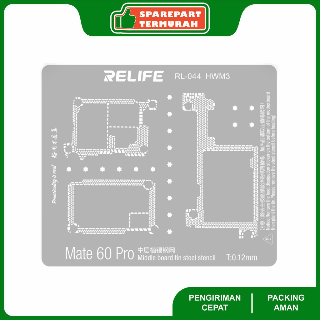 Cetakan Ic Bga Stancils RELIFE RL-044 HWM3 FOR HUAWEI MATE 60 PRO MIDDLE LAYER BOARD