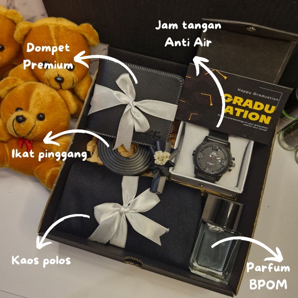 Hampers Cowok Murah Gift Box Cowok Kado Ulang Tahun Jam Tangan Dompet Parfum Mini Buket Kartu Ucapan