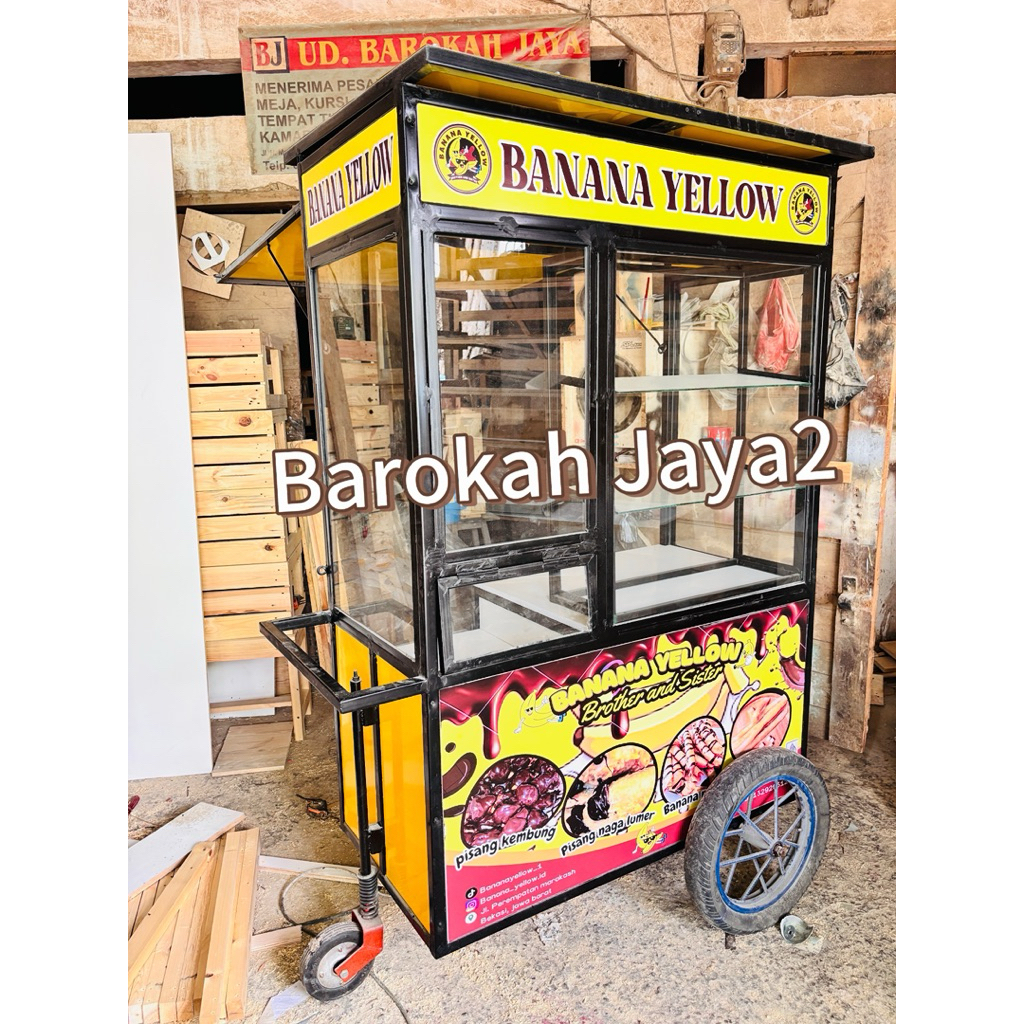 gerobak sorong/gerobak angkringan / gerobak pisang goreng / gerobak seblak / gerobak dimsam /gerobak