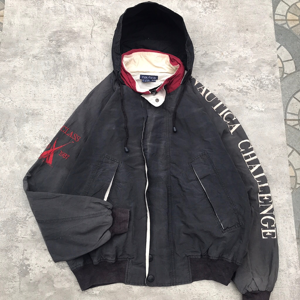 vintage harington jaket outdoor nautica j-class spell out winter boxy vintage jacket style retro 90’