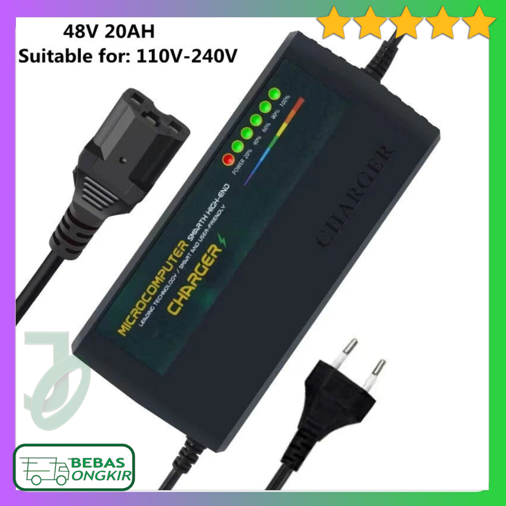JHOPASS Charger Sepeda Listrik 48V/60V 20Ah Smart Battery Charger Aki Scuter JH-20