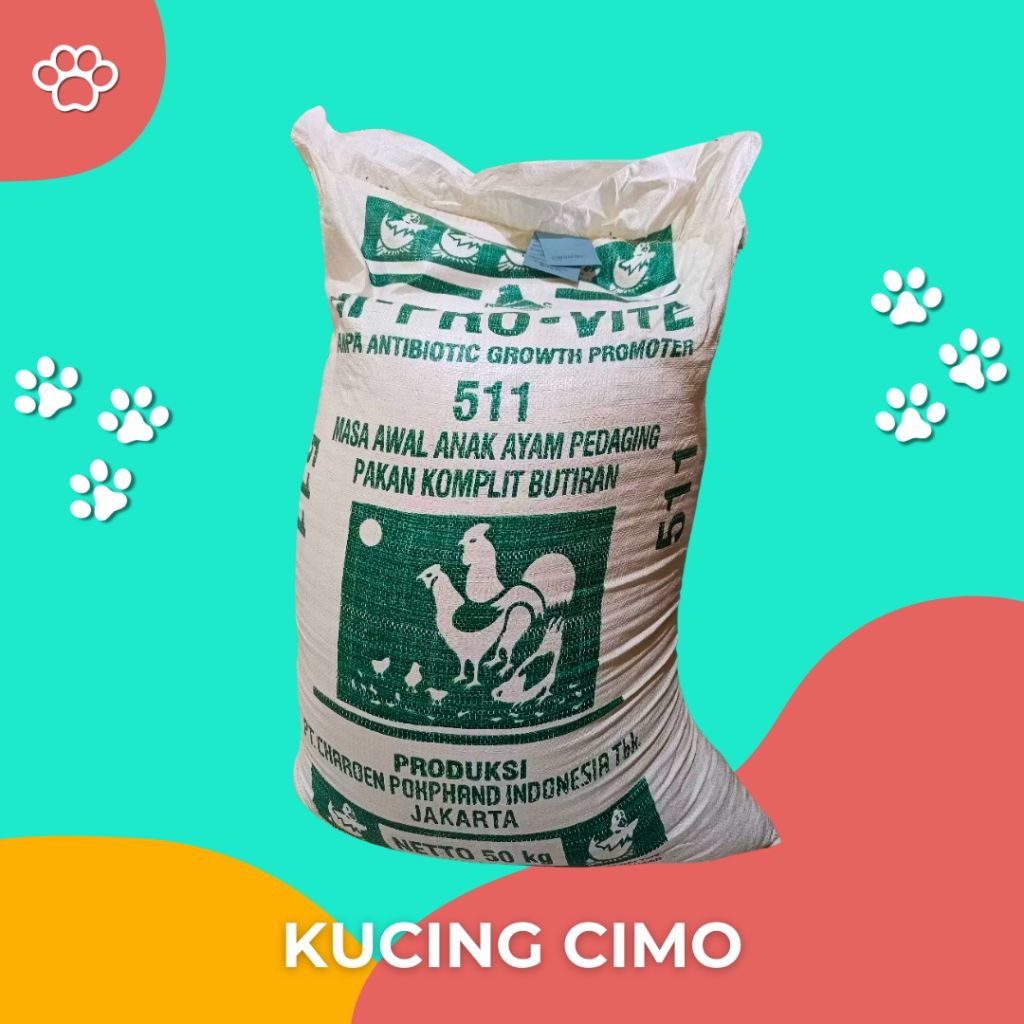 Pur Voer Pakan Ayam Pedaging Hi Pro Vite Charoen Pokphand 511 / 512 / 511P / 511 Bravo 1 Karung 50kg