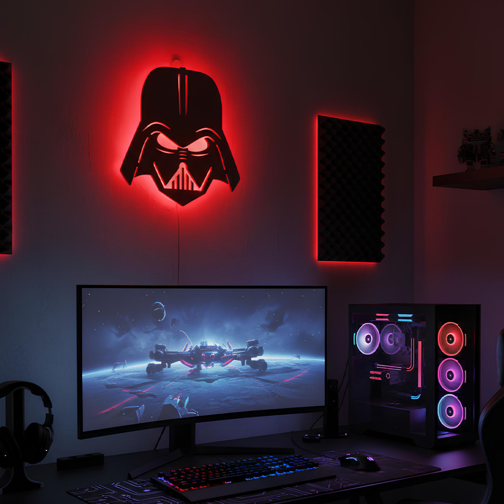 Lampu Tidur Star Wars Darth Vader, Hiasan Dinding, Dekorasi Kamar untuk Ruang Gaming, Hadiah Ulang T
