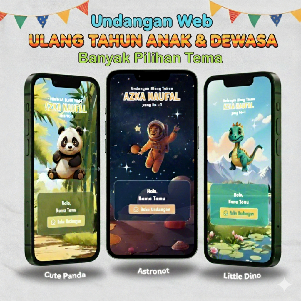 Tema Ulang Tahun | Undangan Ultah Birthday Digital Website Online Video Foto Anak Dewasa Link Custom