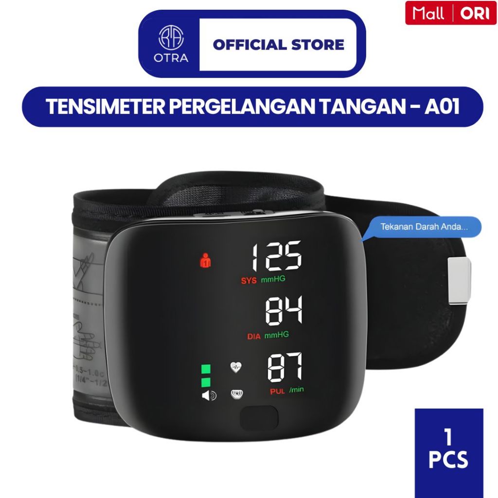 TaffOmicron Tensimeter Digital Alat Ukur Tekanan Darah Pergelangan B Indonesia - A01
