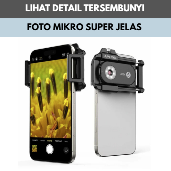 APEXEL Lensa Mikroskop HP 300X LED CPL Filter Lensa Kamera Smartphone Macro
